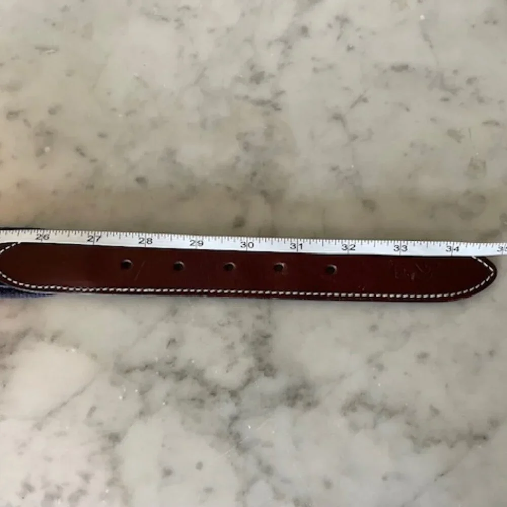 VINEYARD VINES Game Day Blue Ribbon D-Ring Belt Vintage 30